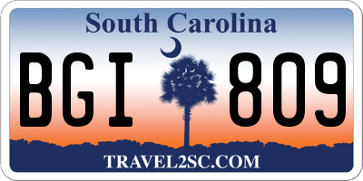 SC license plate BGI809