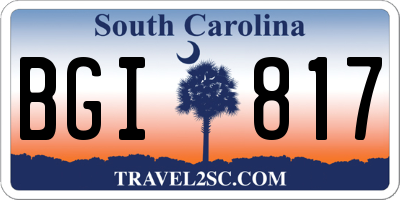 SC license plate BGI817