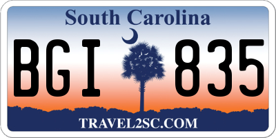 SC license plate BGI835