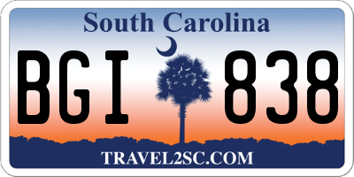 SC license plate BGI838