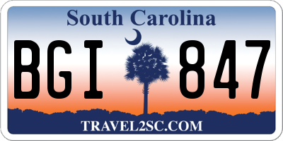 SC license plate BGI847