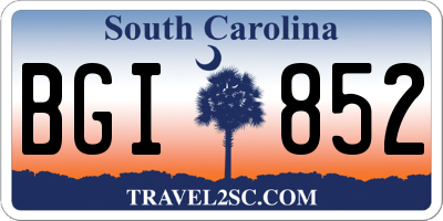 SC license plate BGI852