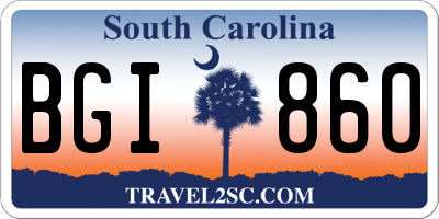 SC license plate BGI860
