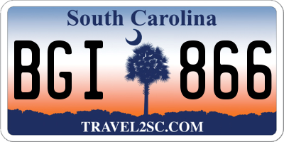 SC license plate BGI866