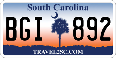 SC license plate BGI892