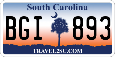 SC license plate BGI893