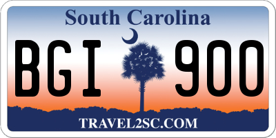 SC license plate BGI900