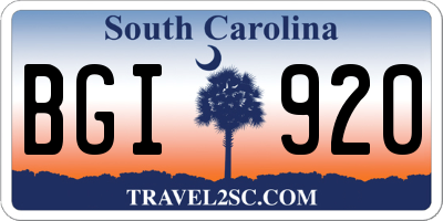 SC license plate BGI920