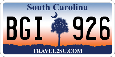 SC license plate BGI926
