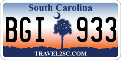 SC license plate BGI933