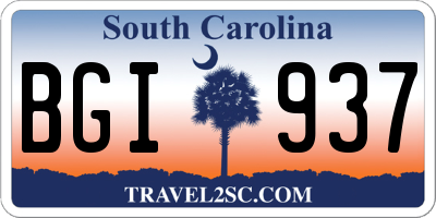 SC license plate BGI937
