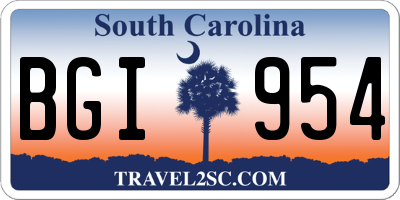 SC license plate BGI954