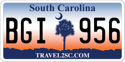 SC license plate BGI956