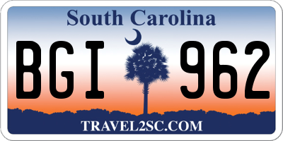 SC license plate BGI962