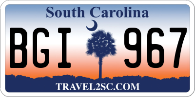 SC license plate BGI967