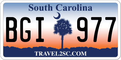 SC license plate BGI977