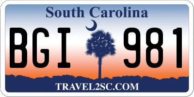 SC license plate BGI981