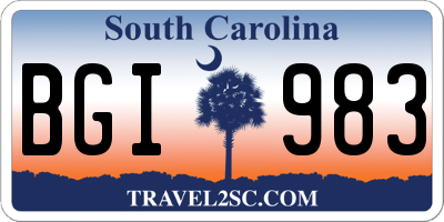 SC license plate BGI983