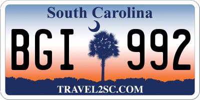 SC license plate BGI992
