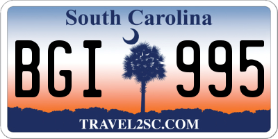 SC license plate BGI995