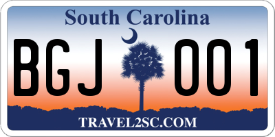 SC license plate BGJ001