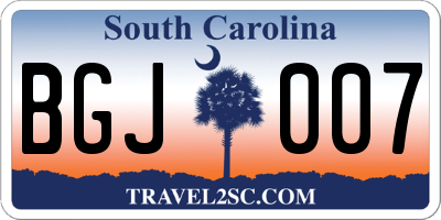 SC license plate BGJ007