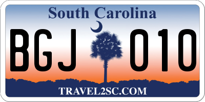 SC license plate BGJ010