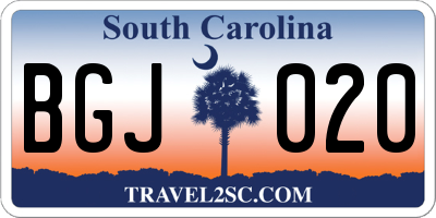 SC license plate BGJ020