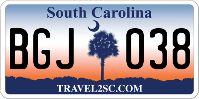 SC license plate BGJ038