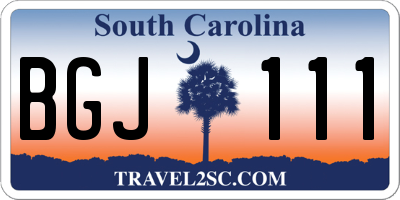 SC license plate BGJ111