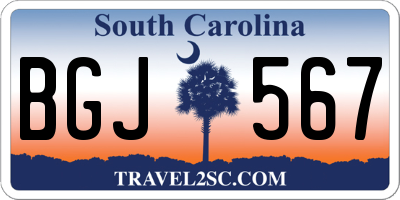 SC license plate BGJ567