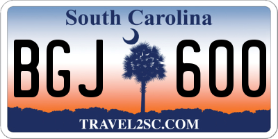 SC license plate BGJ600