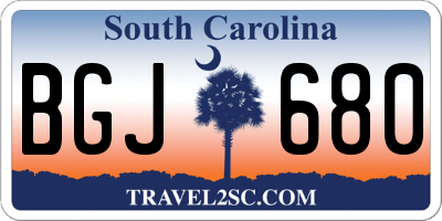 SC license plate BGJ680