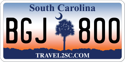 SC license plate BGJ800