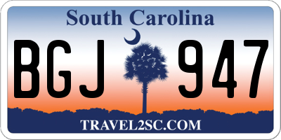 SC license plate BGJ947