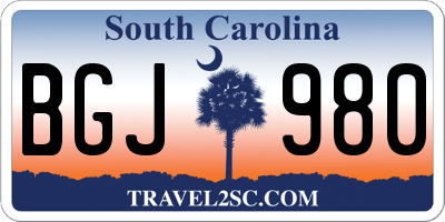 SC license plate BGJ980