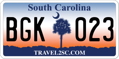 SC license plate BGK023