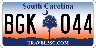 SC license plate BGK044