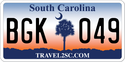 SC license plate BGK049