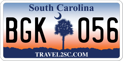 SC license plate BGK056