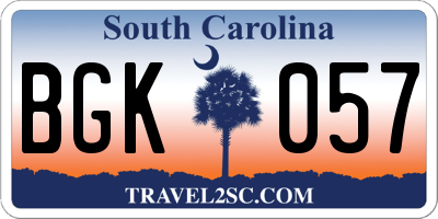 SC license plate BGK057
