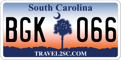 SC license plate BGK066