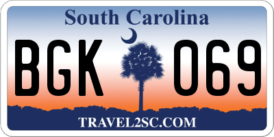 SC license plate BGK069