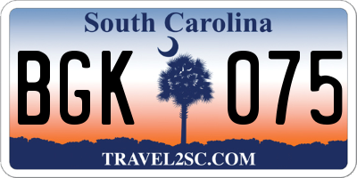 SC license plate BGK075