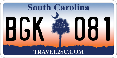 SC license plate BGK081
