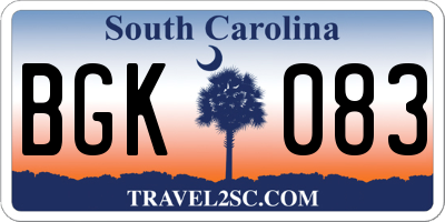 SC license plate BGK083