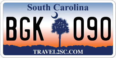 SC license plate BGK090