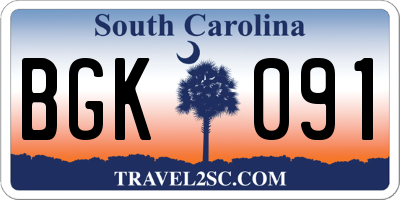 SC license plate BGK091