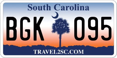SC license plate BGK095