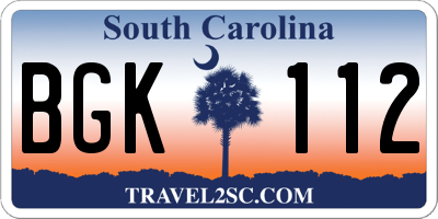 SC license plate BGK112